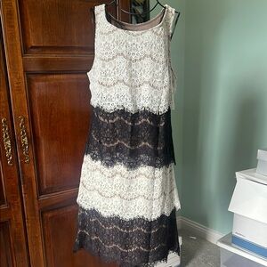 SL Fashions White and Gray Sheath Midi Dress